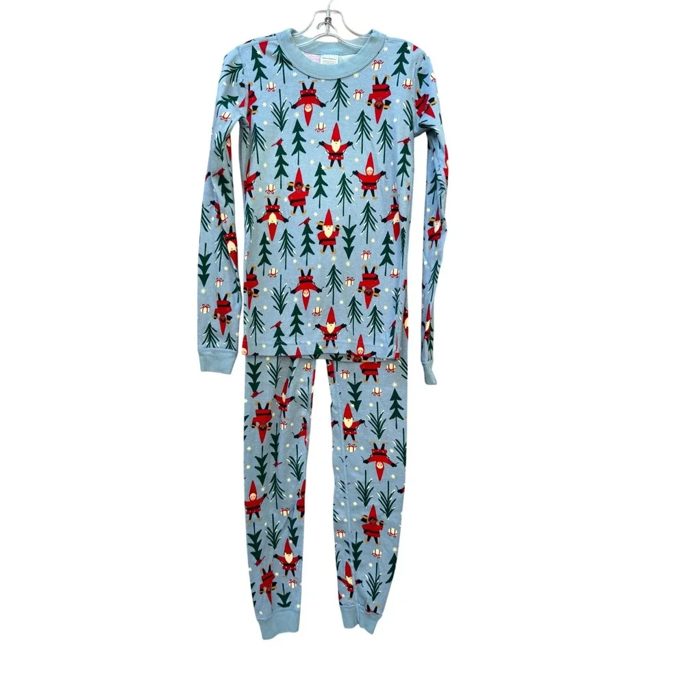 Hanna‎ Andersson Kids Pajamas Organic Gnome Trees Blue Size 12 Christmas PJ